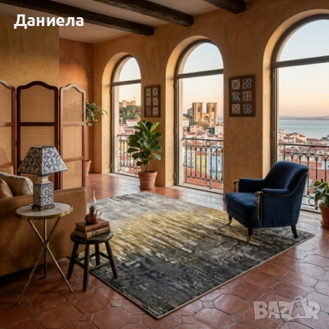 Модерен килим за хол 120х160см - Мраморен нюанс и 3D ефект, Противоплъзгащ, снимка 6 - Килими - 53882194