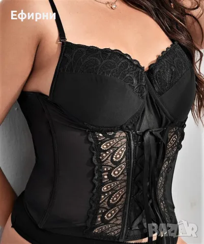 Черно бюстие, Черно бельо, Бельо голям размер, снимка 2 - Бельо - 49871215