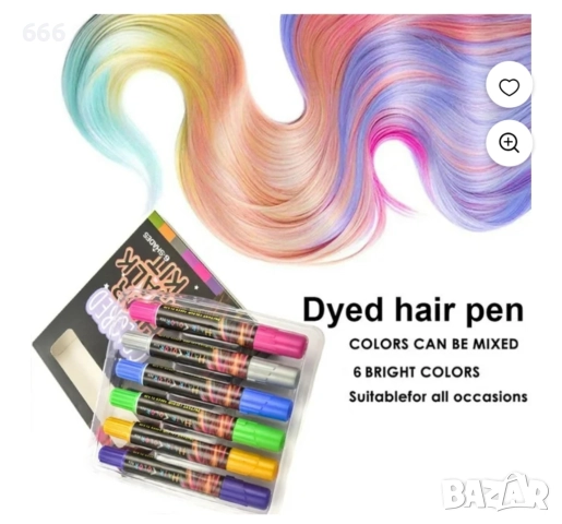 Комплект тебешири за коса с 6 цвята, снимка 5 - Продукти за коса - 52997830