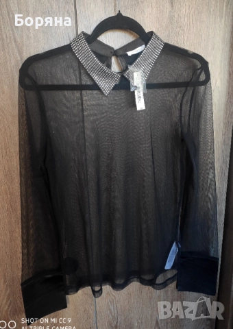 Yamamay нова с етикет блуза с яка с камъни, снимка 4 - Блузи с дълъг ръкав и пуловери - 52065568