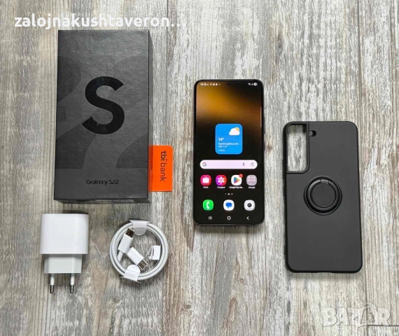 Samsung Galaxy S22 256 GB 8 GB Ram Отличен Black    Екран с протектор. Кутия, зарядно 25, снимка 1