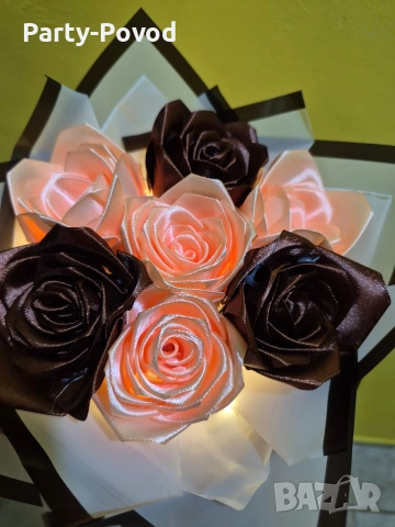 Сатенени букети , снимка 6 - Изкуствени цветя - 53079605