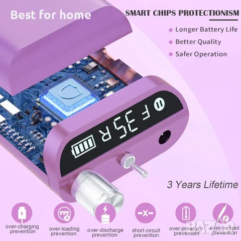 електрическа акумулаторна полипила за нокти, снимка 4 - Продукти за маникюр - 49891785