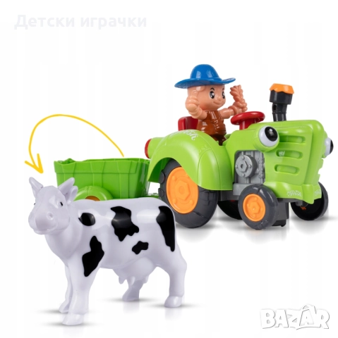 Детски трактор с ремарке, интерактивна играчка с музика , снимка 3 - Коли, камиони, мотори, писти - 52249935