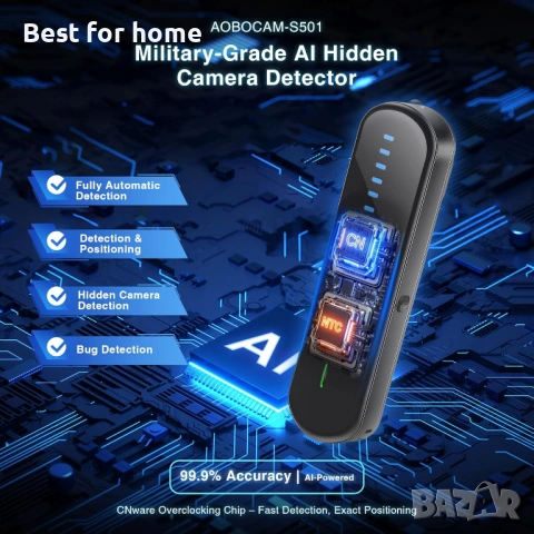 Антишпионски детектор за скрита камера с 99% точност, намира GPS тракери и устройства за подслушване, снимка 3 - Друга електроника - 53948244