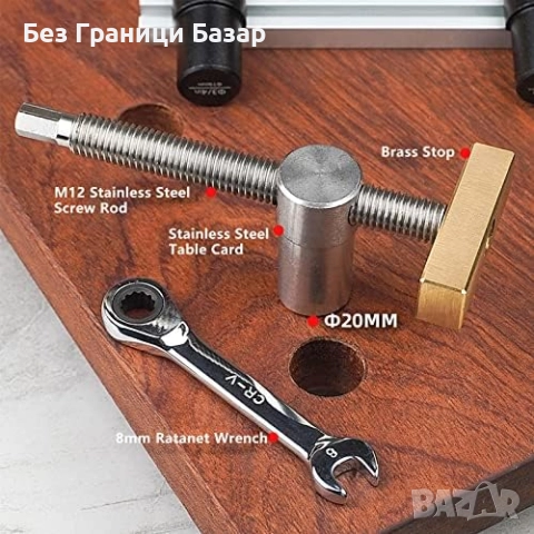 Нови Дърводелски регулируеми клипове за маса 2 броя Ø20 мм стомана месинг, снимка 4 - Други стоки за дома - 51628190