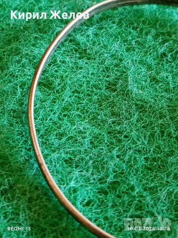 Сребърна гривна тип обръч с ЛАЗУРИТ майсторска ръчна изработка 52477, снимка 4 - Гривни - 53777926