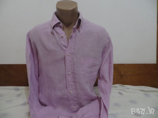 Мъжка риза с дълъг ръкав от лен Business , снимка 1 - Ризи - 46352220