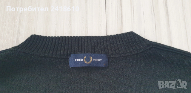Fred Perry Wool  Mens Size XL  ОРИГИНАЛ! Мъжки Вълнен Пуловер!, снимка 3 - Пуловери - 53383716