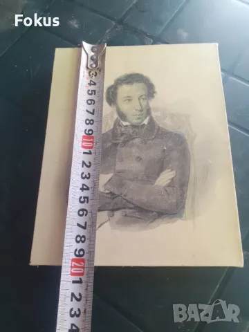 Стара малка картина репродукция на платно 1977 г. Пушкин, снимка 5 - Антикварни и старинни предмети - 46957822