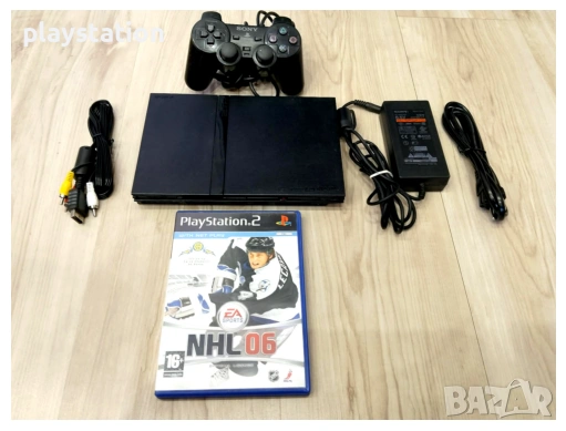 Sony PlayStation 2 Slim + джойстик + кабели + игра NHL 06