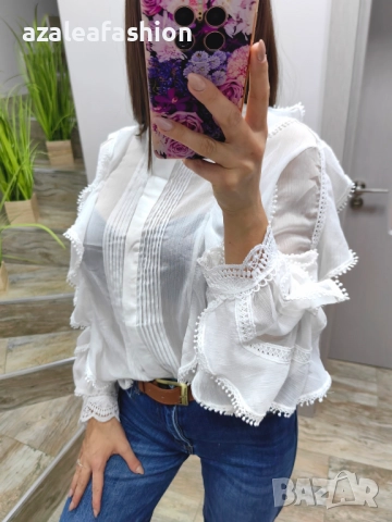 Бяла дамска риза, снимка 8 - Ризи - 52686401
