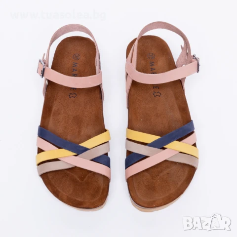 🥁 Намаление - Цветни дамски сандали от естествен набук | Марка Tuasolea, снимка 1