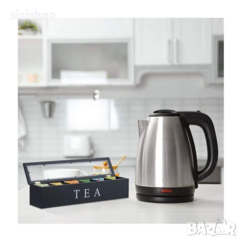 Модерна дървена кутия за съхранение на чай – 6 отделения, черен цвят 4662, снимка 7 - Други стоки за дома - 53989353