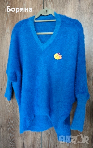 НАМАЛЕН - Нов пухкав пуловер бутик Vision с брошка, снимка 12 - Блузи с дълъг ръкав и пуловери - 38572644