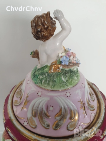 Meissen ваза урна 60см-8кг/голяма стара Майсен порцеланова ваза с капак, снимка 11 - Вази - 52440324