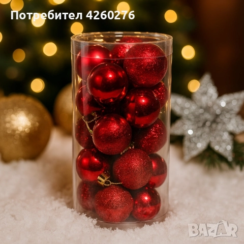 Комплект от 24 червени коледни топки Ø3 см, снимка 3 - Декорация за дома - 52086757