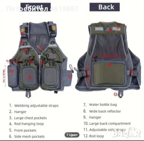 нов модел универсален риболовен елек , снимка 3 - Екипировка - 52219246