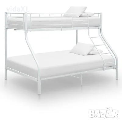 vidaXL Рамка за двуетажно легло, бяла, метал, 140x200 см/90x200 см（SKU:287903, снимка 1 - Спални и легла - 47425772