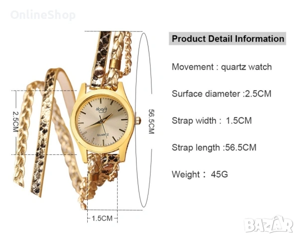 Дамски преплетен часовник , Бял ,Златен, снимка 6 - Дамски - 53387643
