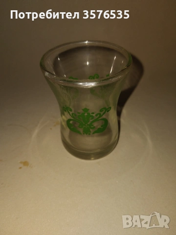 Ретро чашки за ракия със зелен декор – 5 броя (височина 7 см), снимка 2 - Чаши - 53670855