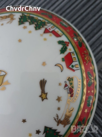 Maebata 16см/японска коледна порцеланова бонбониера-бижутерка-кутия с капак, снимка 6 - Кутии за храна - 52550465