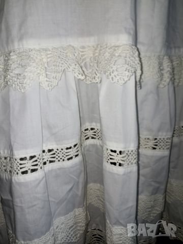 Дълга памучна бяла фуста с волан и памучна дантела М,Л, снимка 5 - Поли - 45750245