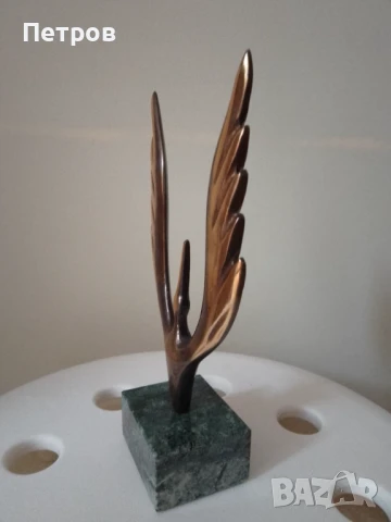 скулптура феникс бронз 19.5/10 см, снимка 2 - Статуетки - 51400251