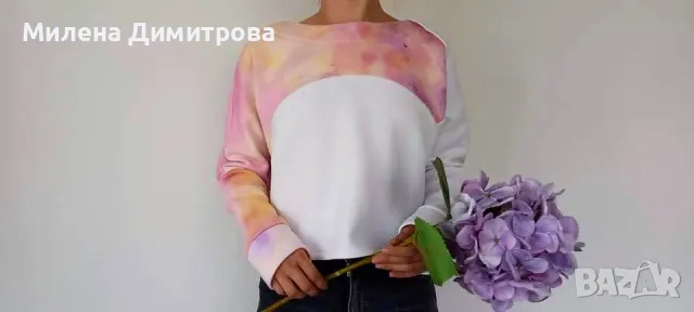 Къса ръчно рисувана блуза 