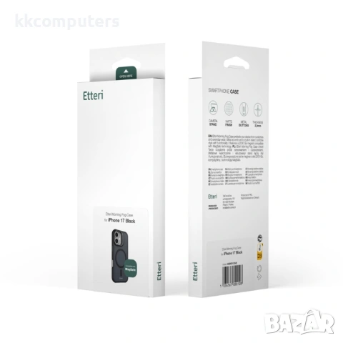 Кейс Etteri Morning Fog с Magsafe и стойка, За iPhone 17 Pro Max (6.9), Черен и Протектор, снимка 7 - Калъфи, кейсове - 54203587