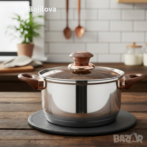 Комплект съдове за готвене от 12 части – Неръждаема стомана, равномерно нагряване и лесна поддръжка, снимка 15 - Други - 53269639