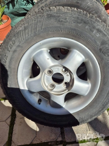 Алуминиеви джанти с гуми 13 цола 5.5 J, ET 32, 4х105 мм с главина 60.0 мм, снимка 4 - Гуми и джанти - 52195024