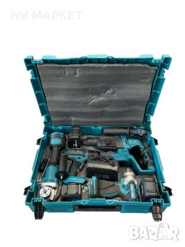 Комплект от акумулаторен перфоратор, ъглошлайф 125 мм, гайковерт и винтоверт 36V с 2 броя батерии 6A, снимка 2 - Винтоверти - 53836658