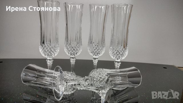 Cristal D’ Arques. Шест броя кристални чаши за шампанско/бяло вино, оловен кристал 150 мл, снимка 14 - Чаши - 46035814