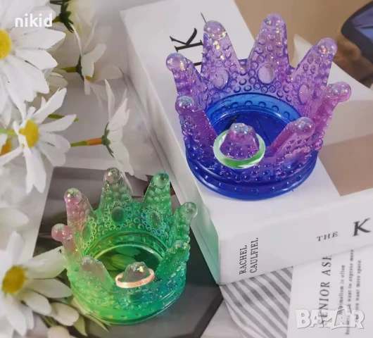 3D Корона силиконов молд форма фондан смола шоколад гипс кашпа свещник свещ декор, снимка 2 - Форми - 51334400