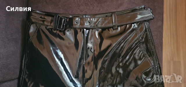 Нов лачен латексов панталон "Calvil Klein" "Келвин Клайн", размер L, снимка 6 - Панталони - 52414037