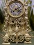 Каминен часовник,антика в стил Louis XV - бронз, емайл, позлатен - 1940-1950 г., снимка 3