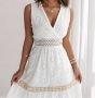 Елегантна рокля, бродерия цвят бял, снимка 2