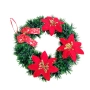 6134 Коледен венец за врата с червени цветя и панделка, 27 см, снимка 2