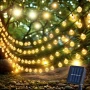 Соларни LED крушки тип гирлянд, външни лампи за двора, градината, терасата, снимка 2