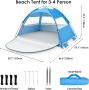Автоматична плажна шатра, палатка, Pop Up тента за 3–4 души с UV защита и вентилация, снимка 5