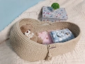 Ръчно изплетено бебешко кошче тип Мойсей 70 см с матраче, снимка 1
