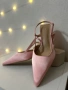 Нови елегантни сатенени обувки – цвят Пудра, снимка 1