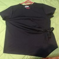 Черна блузка с панделка, снимка 3 - Тениски - 45864853