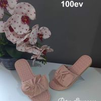 Дамски чехли от Еко кожа с панделка, снимка 1 - Чехли - 45550831