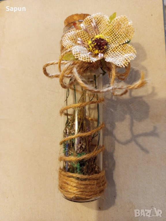 Подарък за гости  колбичка със сухи цветя , снимка 1