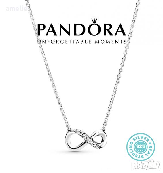 Ново! Колие Pandora Infinity Necklace сребро 925 с печат. Колекция Amélie, снимка 1