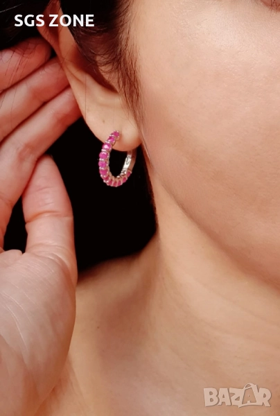 СРЕБЪРНИ ОБЕЦИ СЪС САПФИР, РУБИН ИЛИ ИЗУМРУД, снимка 1