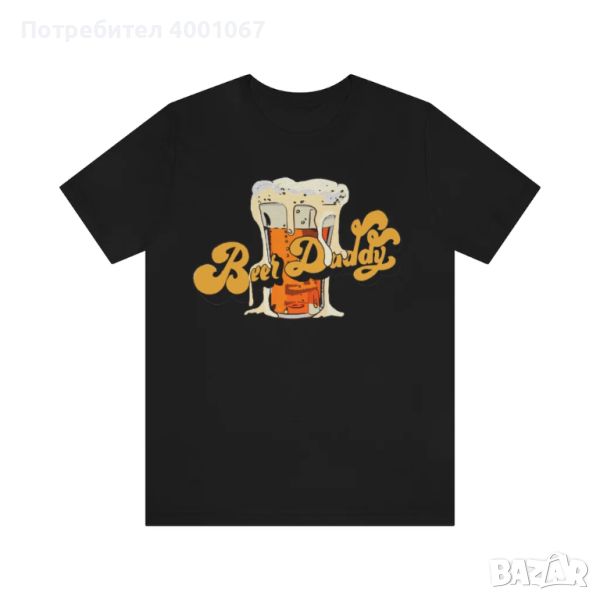 черна тениска с картинка с бира,   размер L голям, от Германия, снимка 1