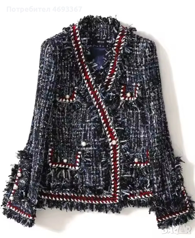 Сако тип Шанел, обличано веднъж за повод, размер М, снимка 1